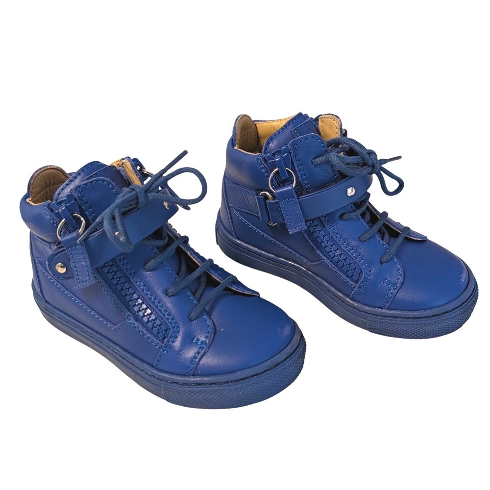 Giuseppe Zanotti Kids Taylor Junior High Top Sneakers Blue Leather EU 23 / US 7